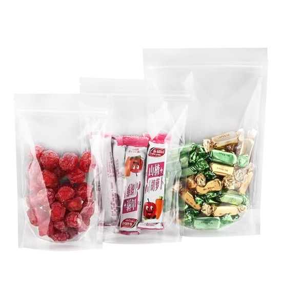 Transparent Stand up Zipper Pouch Custom Top Seal Printed Zip Lock Plastic Bags For Snack Packing